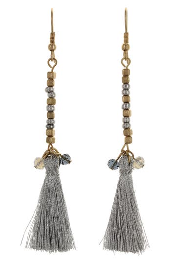 Olivia Welles Beaded Fringe Drop Earrings In Gold