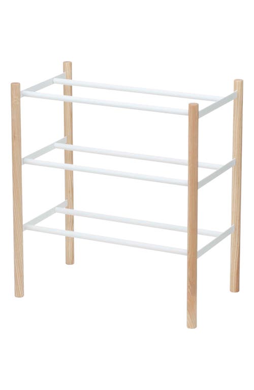 Expandable 3-Tier Shoe Rack in White