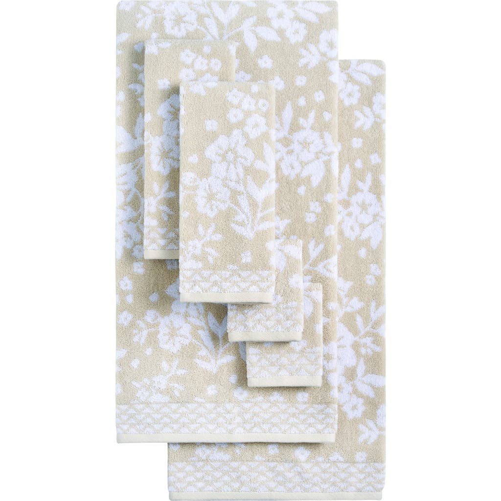 Lucky Brand Folk Floral 6-piece Assorted Towels In Beige Taupe