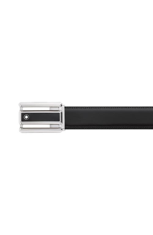 Shop Montblanc Rectangular Cut-out Buckle Reversible Leather Belt In Black/brown