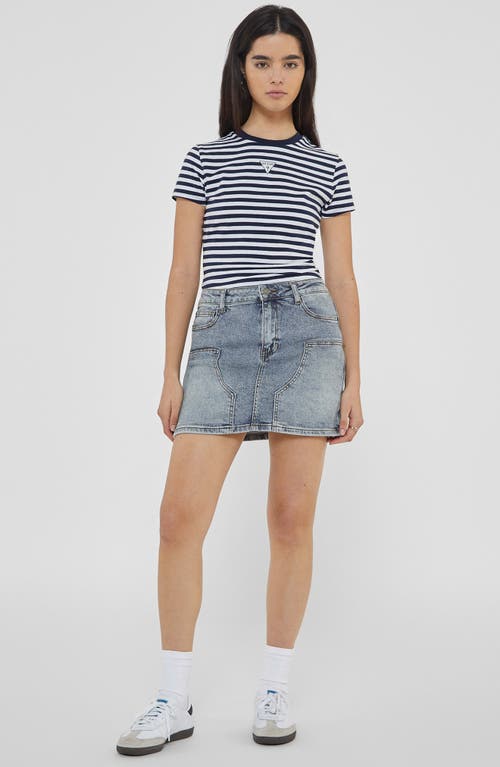 Guess Originals Go Core Stripe Baby Tee In Uniform Blue Multi