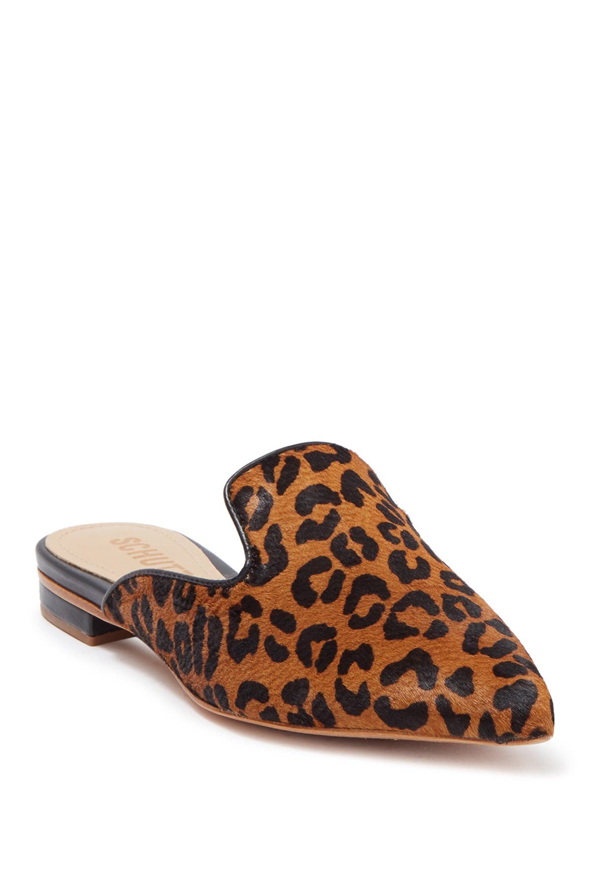 leopard calf hair mules