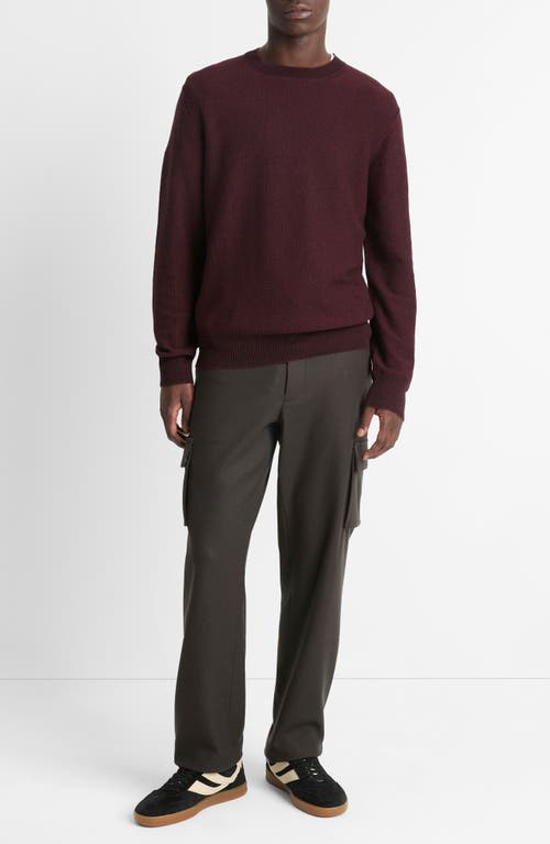 Vince Wool And Cashmere Crew-neck Sweater With Ribbed Edges In Malbec/black