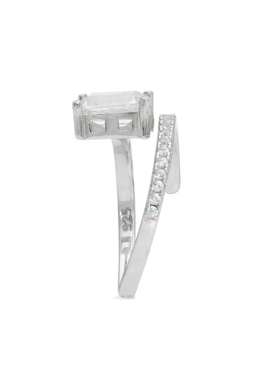 Shymi Cubic Zirconia Bypass Statement Ring In Silver/white
