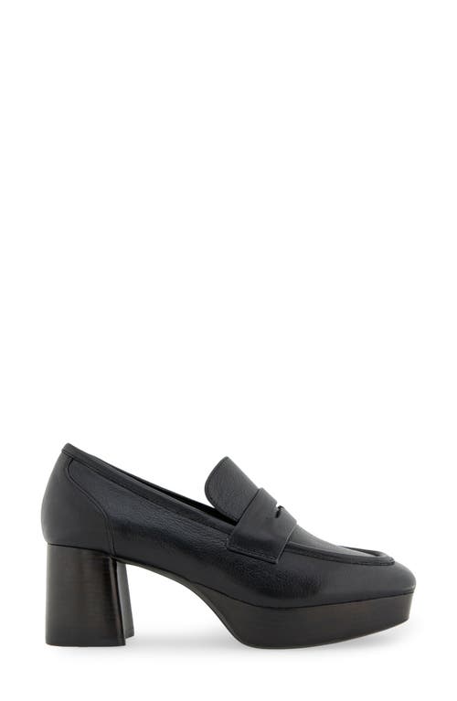 Aerosoles Cavour Platform Penny Loafer Pump In Black Leather