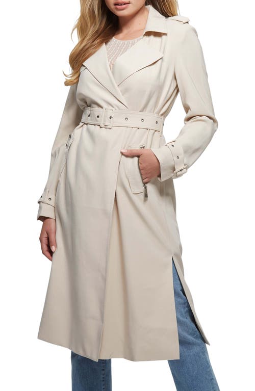 GUESS Stefania Trench Coat in Pearl Oyster