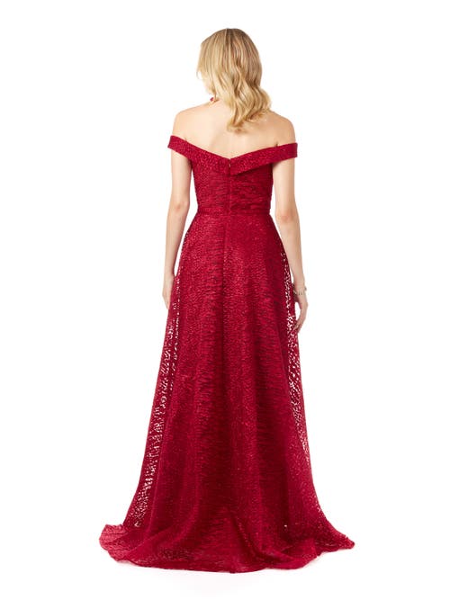 Lara New York Off Shoulder Ballgown In Dark Red
