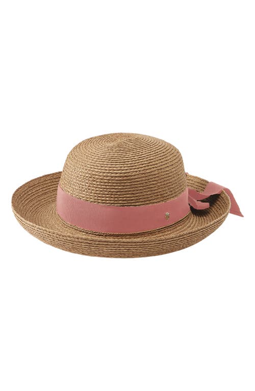 Helen Kaminski Newport Raffia Straw Hat in Nougat/Gumblossom
