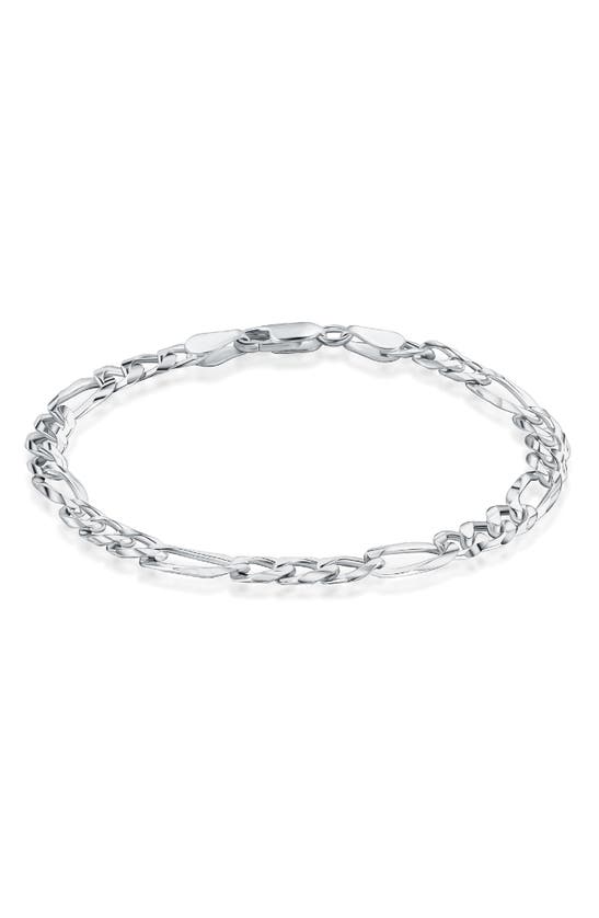 Best Silver Sterling Silver Flat Figaro Link Bracelet In Silver