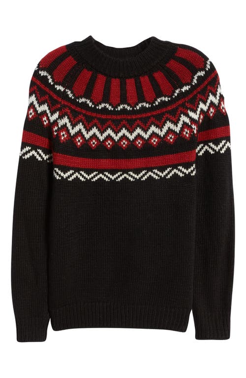 Shop Karl Lagerfeld Paris Mock Neck Fair Isle Sweater In Black/red