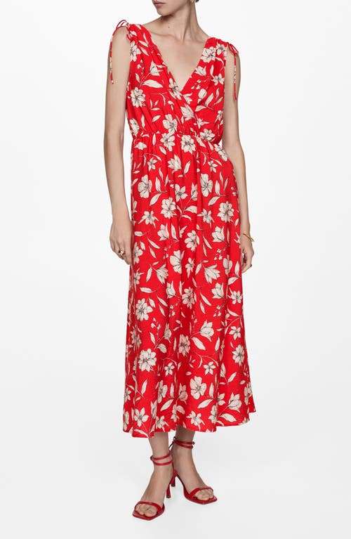 Shop Mango Floral Sleeveless Maxi Dress In Red