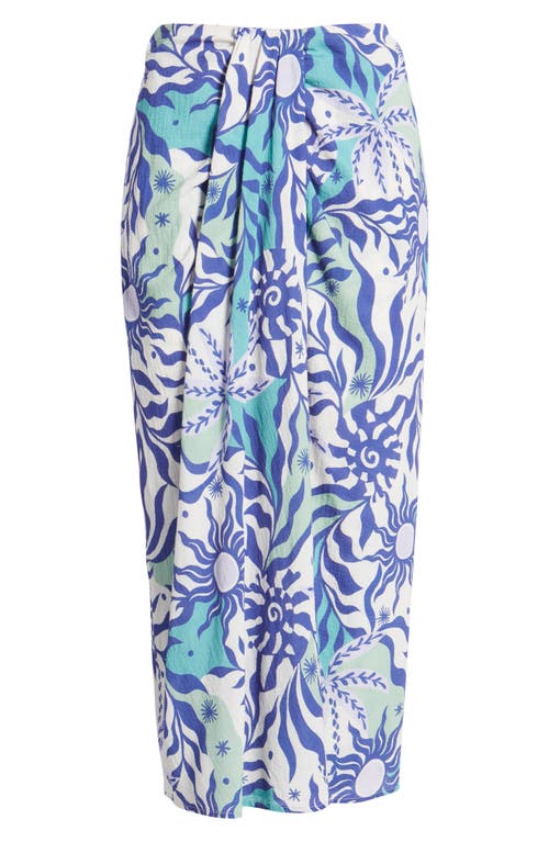 Shop Xirena Xírena Celia Printed Cotton Midi Skirt In Stellar Blue Helios