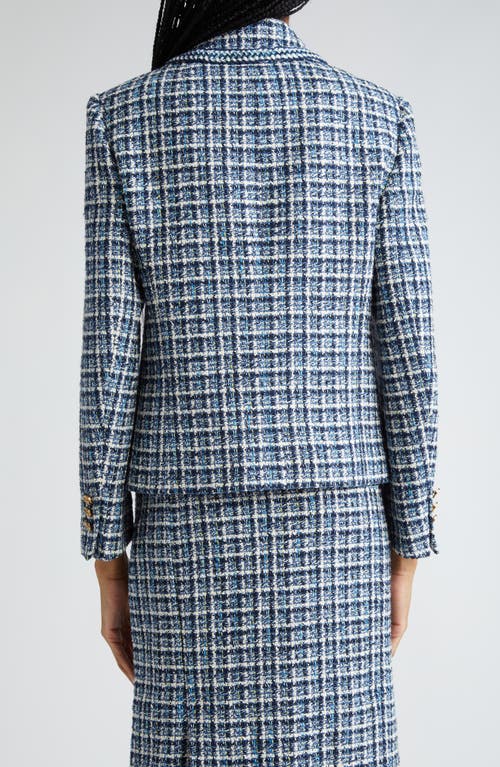 Shop Etro Plaid Tweed Jacket In Blue Multi