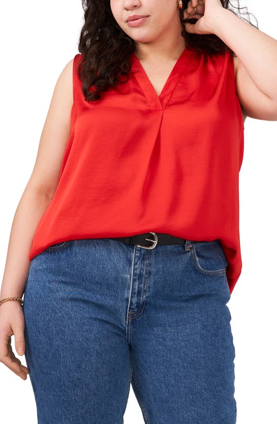 Vince Camuto V-neck Rumple Blouse In Fiery Red