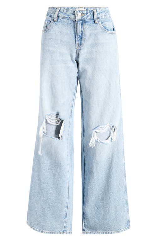 Shop Pacsun Ripped Baggy Wide Leg Jeans In Shiloh Light Blue Wash