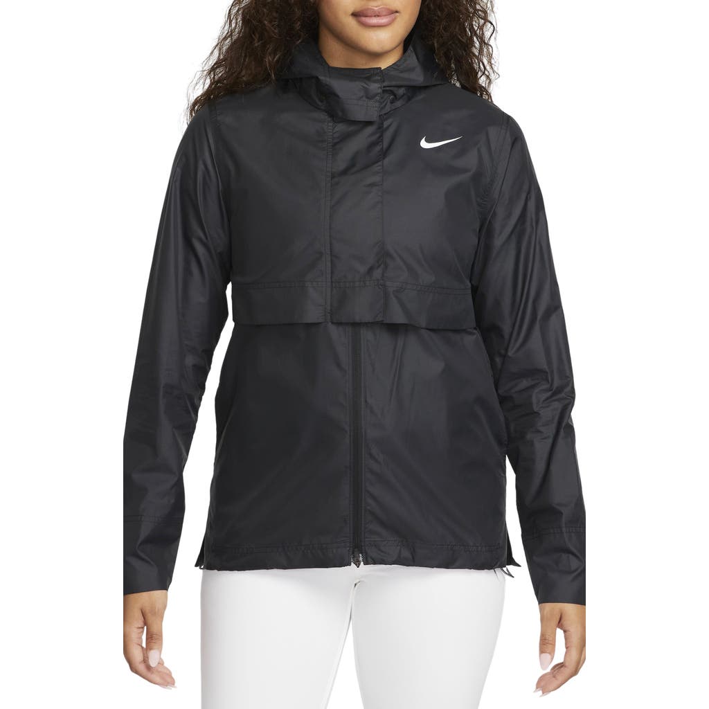 Nike Tour Water Repellent Hooded Golf Jacket In Black/white