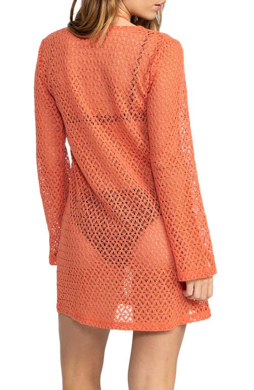 Roxy Love Coastline Open Stitch Cover-up Dress In Apricot Brandy