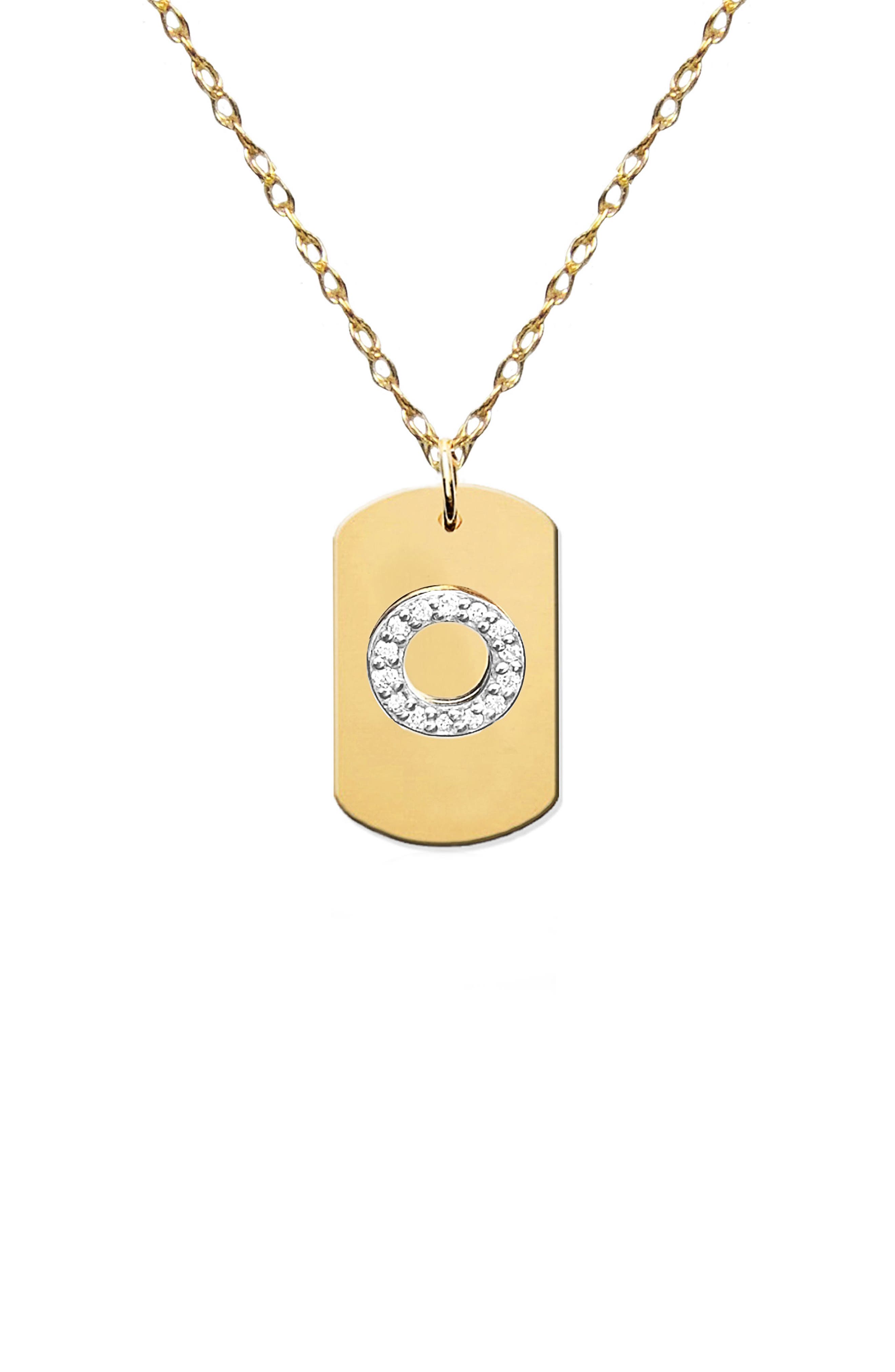 Jane Basch Designs Diamond Initial Dog Tag Necklace (Nordstrom Exclusive)