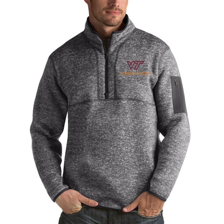 Shop Antigua Gray Virginia Tech Hokies Academic Logo Fortune Quarter-zip Jacket