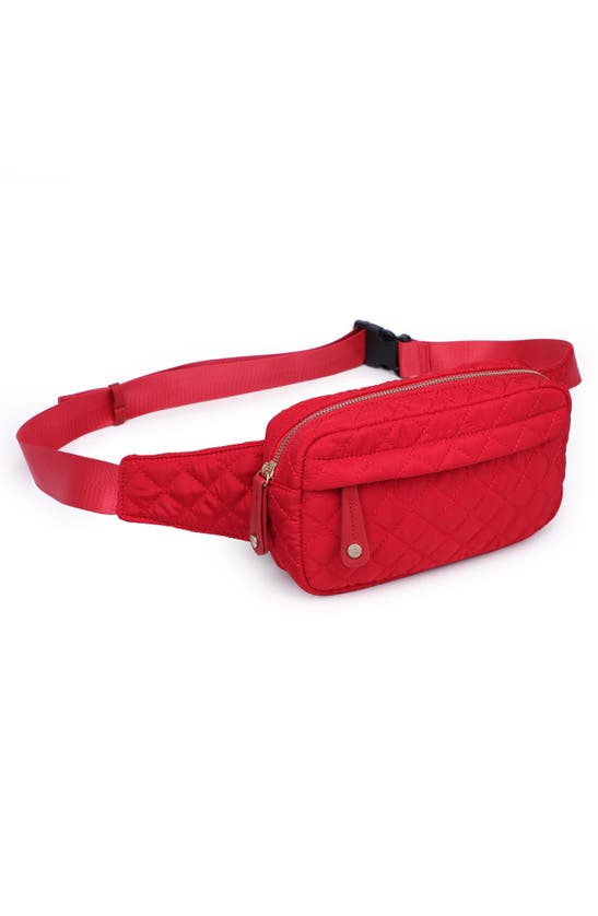 Shop Urban Expressions Handbags Quilted Nylon Belt Bag In Red