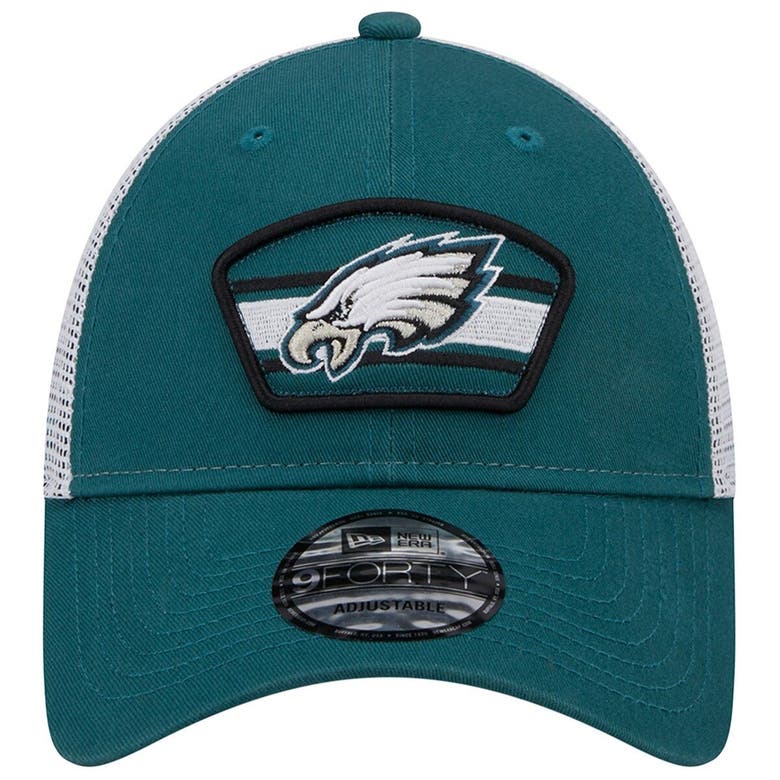 New Era Midnight Green/white Philadelphia Eagles Logo Patch Trucker 9forty  Snapback Hat