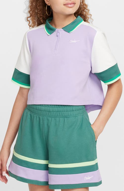 Nike Kids' Sportswear Quarter Zip Tennis Crop Pullover In Hydrangeas/white