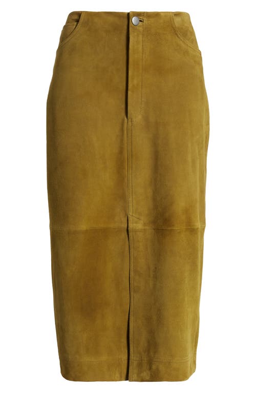 Shop Treasure & Bond Suede Pencil Skirt In Olive Green