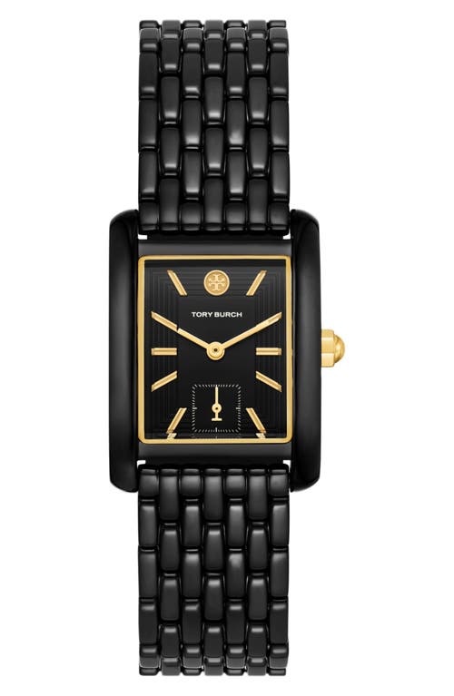 Tory Burch The Eleanor Bracelet Watch, 25mm in Black/Black Ip/Gold at Nordstrom, Size 25 Mm
