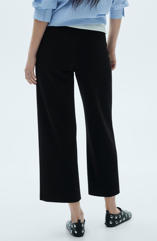 Shop Mango Flowy Wide Leg Crop Pants In Black