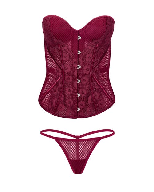 Adore Me Padma Sweetheart Corset & G-string Set In Dark Purple