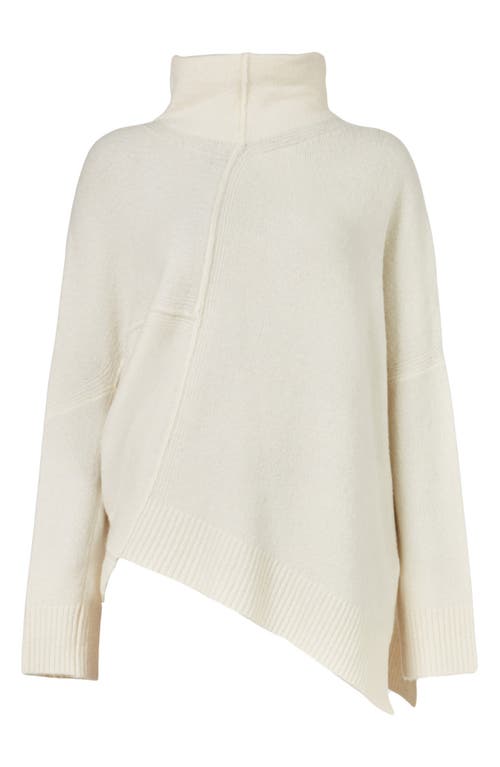 Allsaints Lock Roll Neck Asymmetric Sweater In Chalk White
