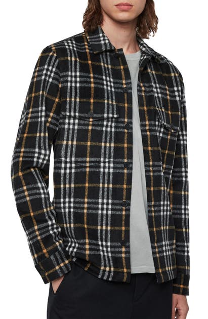 ALLSAINTS BERTHOLD SLIM FIT PLAID FLANNEL BUTTON-UP SHIRT,MS082R