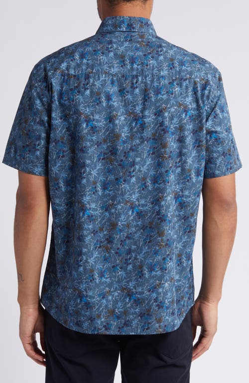 Shop Robert Barakett Astor Floral Short Sleeve Button-up Shirt In Blue