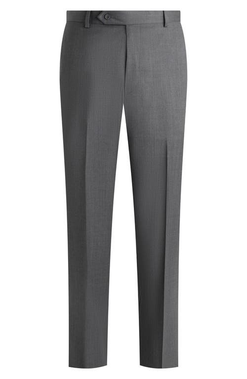 Samuelsohn Flat Front Straight Leg Wool Dress Pants In Mid Grey