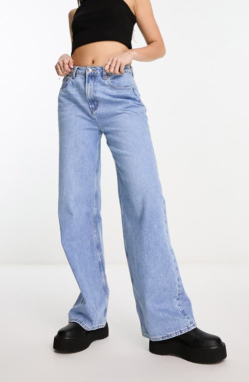 ASOS DESIGN Straight Leg Dad Jeans in Medium Blue