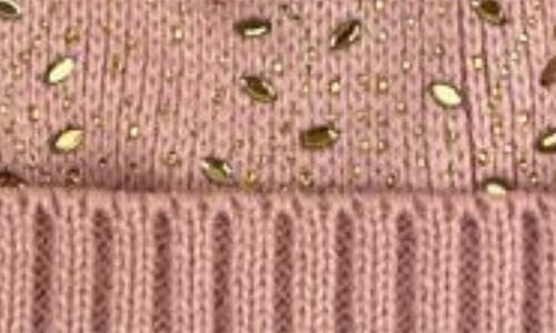 Marcus Adler Crystal Embellished Faux Fur Pompom Beanie In Pink