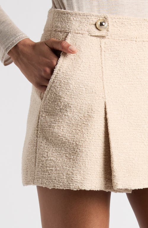 Shop Tom Ford Pleated Virgin Wool Blend Bouclé Miniskirt In Jb306 Milky Beige