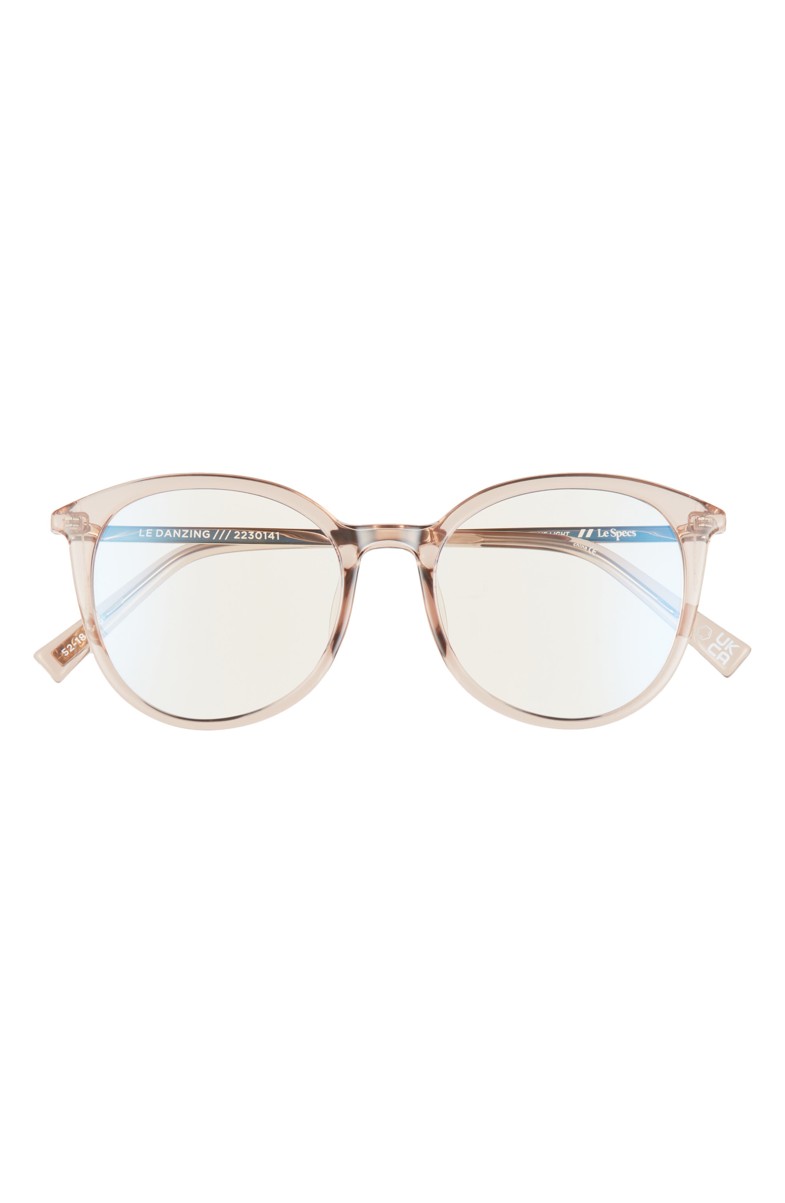 Le Specs Le Danzing 52mm Round Blue Light Blocking Glasses in Rosewater Rosegold Blue Light at Nordstrom
