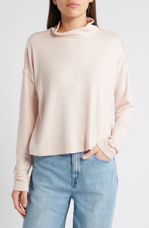 Treasure & Bond Mock Neck Long Sleeve Top in Pink Peach 