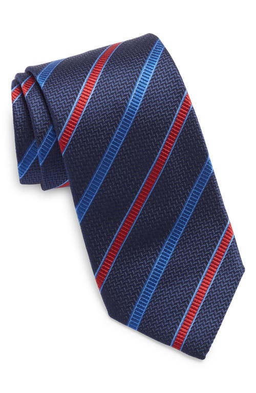 David Donahue Stripe Silk Tie in Navy at Nordstrom