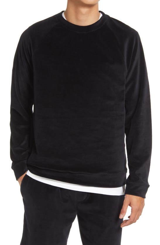 Open Edit Velour Raglan Sweatshirt In Black
