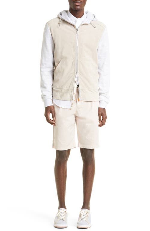 Eleventy Suede & Cotton Fleece Bomber Jacket White And Light Gray at Nordstrom, Us