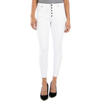 Kut From The Kloth Connie High Waist Raw Hem Ankle Skinny Jeans, White