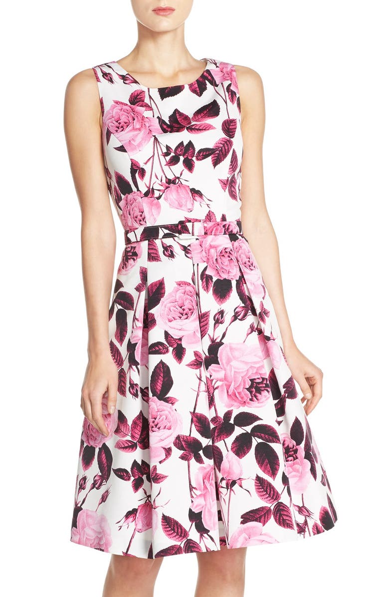 Eliza J Floral Print Faille Fit & Flare Dress (Regular & Petite ...