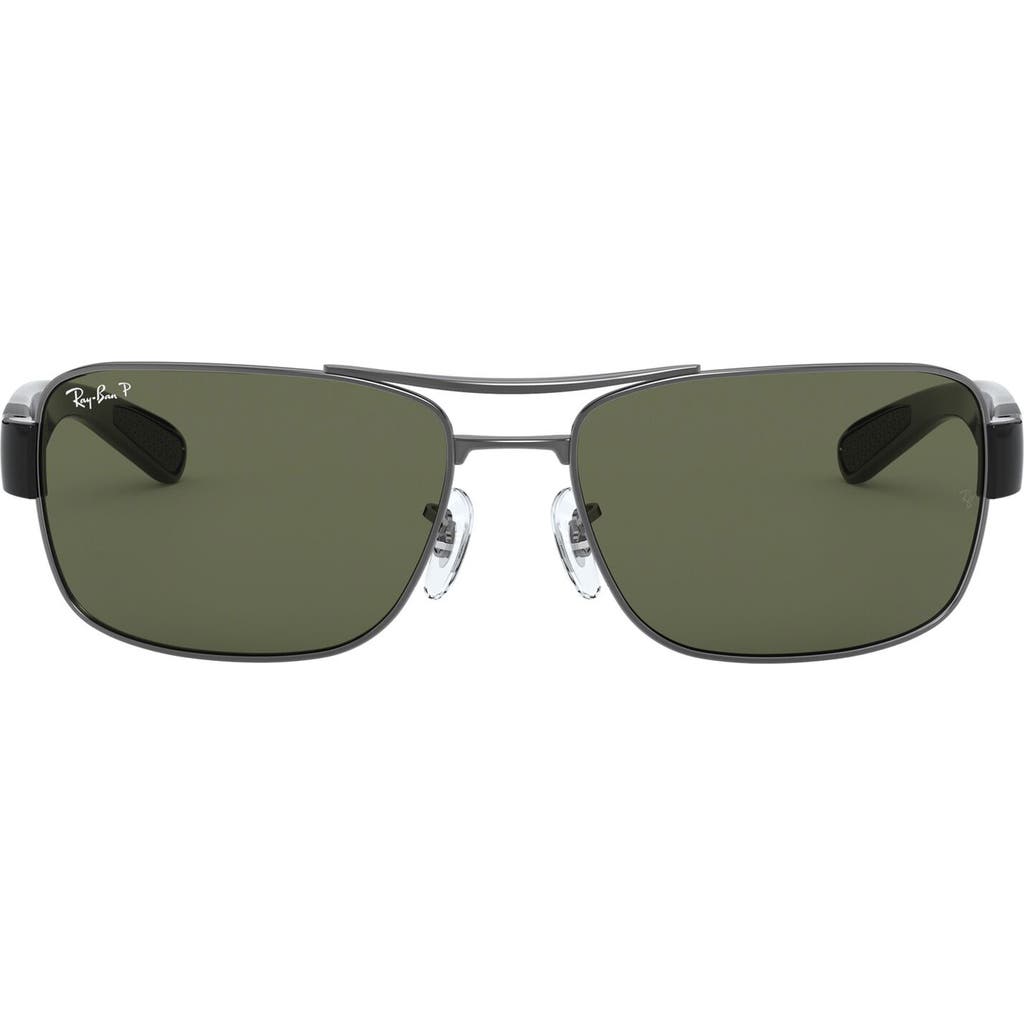 Ray Ban Ray-ban 64mm Polarized Oversize Square Sunglasses In Gunmetal/green