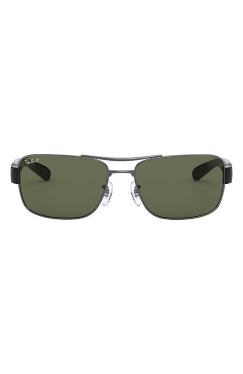 Ray Ban Ray-ban 64mm Polarized Oversize Square Sunglasses In Gunmetal/green