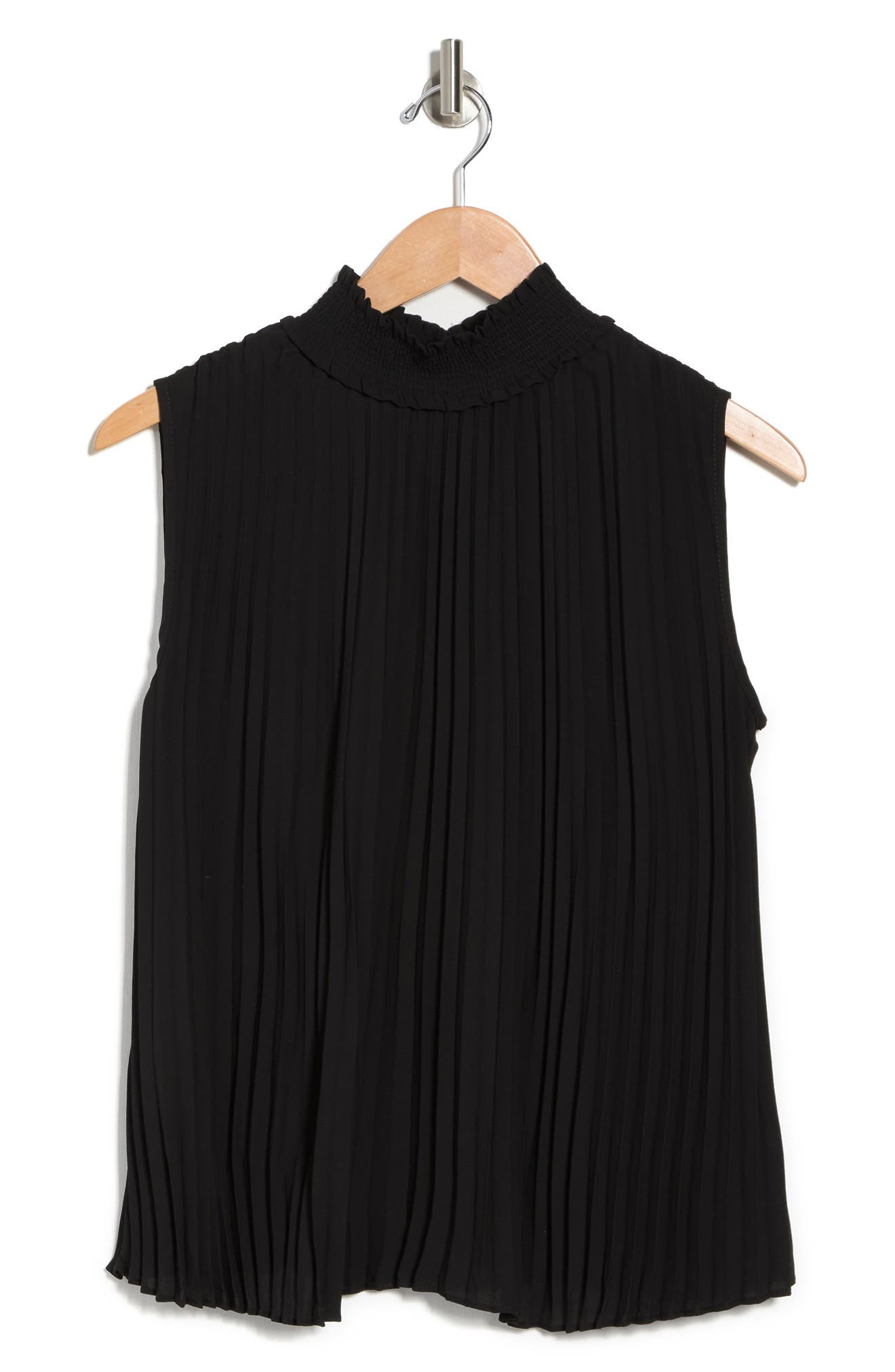 Nanette Lepore Nanette Mock Neck Sleeveless Pleated Top In Very Black ...