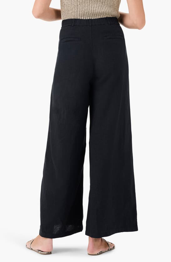 Shop Nic + Zoe Rumba Organic Linen Blend Wide Leg Trousers In Black Onyx