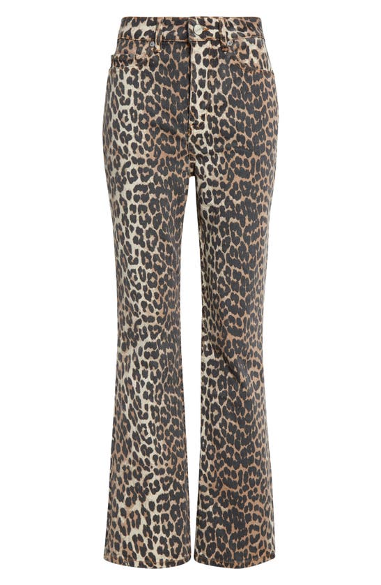 Ganni Betzy Leopard Stretch Organic Cotton Crop Jeans