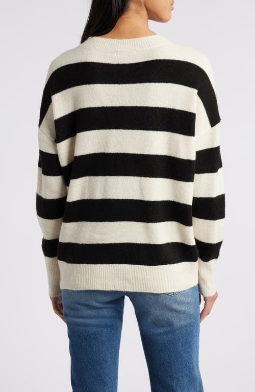 Shop Zoe And Claire Stripe Crewneck Sweater In Ivory